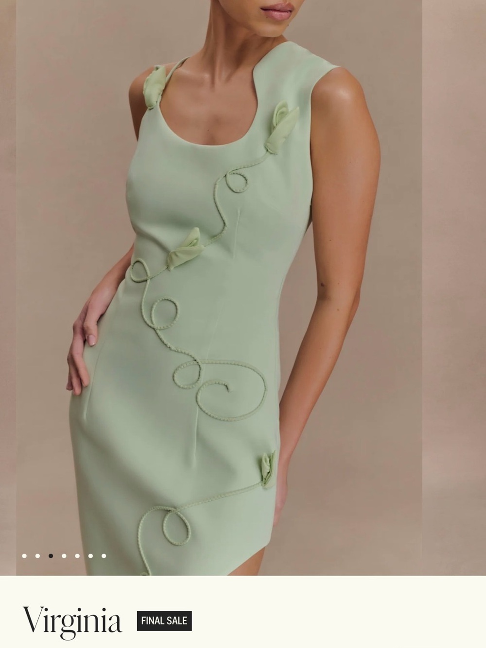 Meshki Sage Green Sculpted Floral Midi Dress - Picture 3 of 6